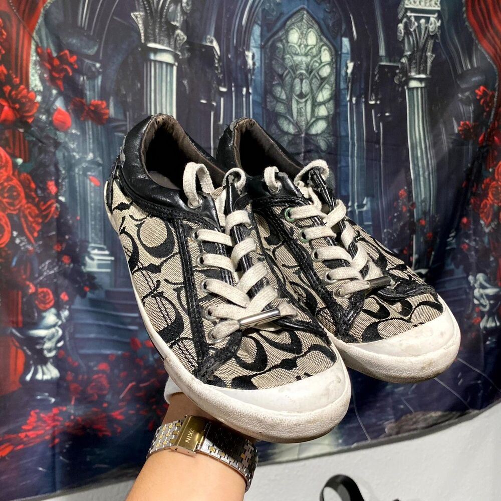 Coach Francesca A5012 Women's 7B Canvas Round Toe Lace-Up Comfort Sneakers Shoes